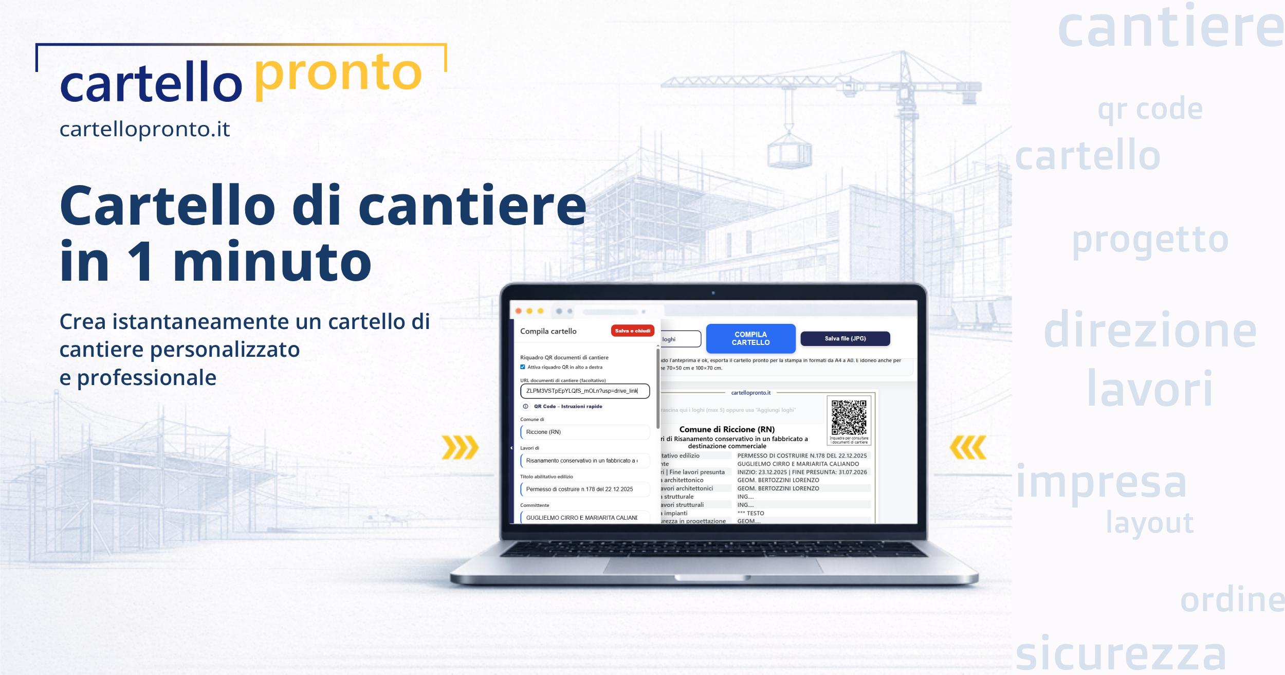 Cartello di cantiere editabile pronto per la stampa