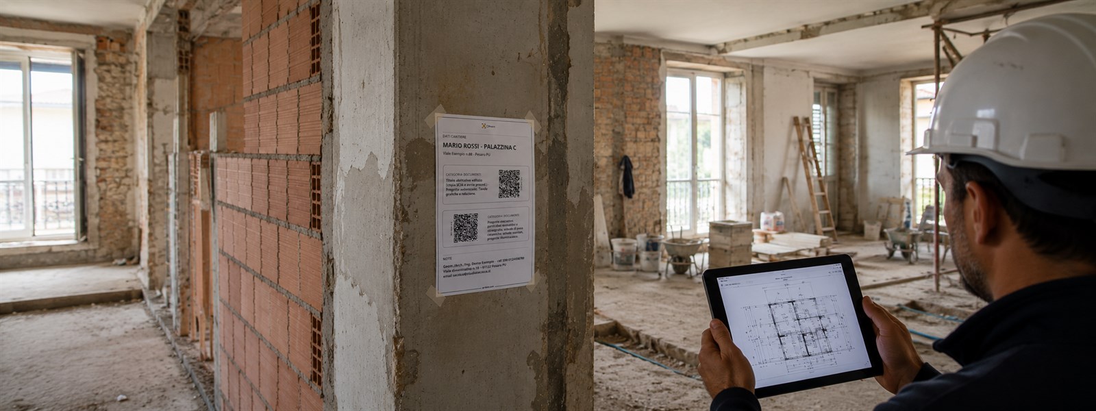 Documenti di progetto consultati in un cantiere tramite QR Code